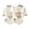 Conjunto cálido de dos piezas de tres capas para bebés e infantes, ropa exterior de otoño e invierno para recién nacidos, conjunto cálido de dos piezas para bebés
