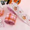 Cinta de 63 mm Color Rosa con Moño, Cuadros de Calabaza, Bloques de Color, Bordes con Alambre, Acción de Gracias, Manualidades para Corona, Empaque de Regalo