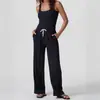 Mono Casual de Pierna Recta de Color Sólido con Cintura Ajustable por Cordón, Novedad Primavera y Verano Transfronterizo Europeo y Americano, Ropa de Mujer de Comercio Exterior