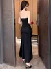 Vestido Sexy para Boate com Decote Profundo e Fenda, Vestido Longo Bodycon para Festa, Uniforme de Trabalho Longo Estilo Suave para Terapeuta de Massagem nos Pés para Spa