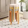 Banquinho de Plástico Espesso Empilhável Simples para Casa Estilo Creme Banquinho Redondo Reserva Comercial Banquinho para Mesa de Jantar Banquinho Alto