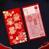 6 Sobres Rojos de Alta Gama, Bolsas de Sobres Rojos de Cartón Engrosado, Sobres Rojos Universales con Estampado Caliente Bicolor para Año Nuevo y Boda, Sobres Rojos con Palabras de Bendición