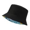 Sombrero de Pescador de Doble Cara para Hombre, Algodón, Ala Ancha, Viajes de Verano, Playa, Sombrero para el Sol junto al Mar, Sombrero Cubo Versátil Casual para Mujer