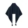 Xale de lã de iaque para mulheres, aquecedor de ombro e pescoço, novo estilo outono e inverno, design de pompom e franja, estilo fofo, camada externa para sobreposição