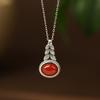 Collar de Paz Antiguo de Calabaza y Espiga de Trigo Plata de Ley S925 Año Seiko Calabaza Hueca Ágata Roja del Sur Colgante Ruyi