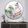 Nuevo Marco de Fotos Redondo Estilo Chinoiserie Pintura Decorativa Flor de Loto Nueve Peces Pintura para Dormitorio Restaurante Estudio Pintura Colgante Mural de Entrada