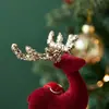 Decoraciones de Escritorio Navideñas Adornos de Reno para Eventos en Centros Comerciales y Tiendas, Creando una Atmósfera Festiva con Ciervos de Lentejuelas de Terciopelo Rojo