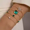 Moda Transfronteriza Europea y Americana Pulsera Retro Francesa Gema Esmeralda Mariposa Incrustada Diamante Pulsera Abierta Al Por Mayor