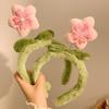 Aro para el pelo con diseño de flor de durazno, de peluche, para mujer, con dibujos animados, para lavarse la cara, antideslizante, con pelo peludo, accesorio para el pelo