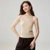 Outono Inverno Camisola Simples de Caxemira Cor Sólida Alça Fina Colete Camiseta Feminino Camada Base Quente Sem Mangas Solto Top Interno