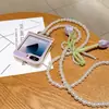 Corrente de Celular Tulipa Pérola de Verão Super Bonita Corrente para Usar na Transversal Bolsa com Alça Corrente Romântica Francesa para Mulheres
