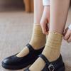 Meias JK femininas de verão, malha oca, fina, respirável, curvada, com borda de orelha, cilindro médio, meias japonesas empilhadas, longas