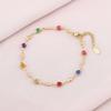 Pulsera de Acero Inoxidable con Goteo de Aceite de Color Mixto, Femenina y Versátil Pulsera Geométrica de Acero de Titanio Pétalo Ojo Mariposa Corazón
