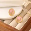 Pendientes de Acero Inoxidable con Goteo de Aceite Estilo Nuevo Grano de Arroz Transfronterizos para Mujer, Pendientes y Joyería Exquisitos de Alta Gama en Oro de 18K que No Se Desvanecen