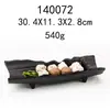 Plato Negro Largo Estilo Japonés Comercial Plato para Sushi Plato Plano para Sashimi Arte Creativo Plato para Platos Fríos Plato para Barbacoa Vajilla de Melamina