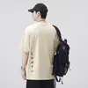 Camiseta de verano de manga corta para hombre de 250 g, corte holgado, nuevo modelo 2025, bordado de letras, blanco, top casual de alta gama, moderno