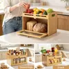 Caixa de pão de bambu para cozinha recipiente de armazenamento de alimentos prateleira para lanches de frutas e vegetais prateleira para garrafas de temperos estilo minimalista moderno