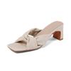 Zapatillas Elegantes de Deslizamiento con Tacón Grueso Súper Suaves para Mujer 2025 Verano Versátiles de Moda Tacones Altos