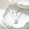 Acero de Titanio Doce Constelaciones Zirconia Colgante Accesorios Nicho Lujo Ligero Símbolo de Constelación Cadena para Clavícula Versátil para Mujer