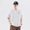 Nova Camisa Polo de Manga Curta Estilo Americano Retrô Nostálgico Primavera e Verão Masculina Montanha Outdoor High Street Camisa Básica