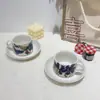 Caneca Vintage de Alto Valor Xícara de Café da Manhã Nicho Caneca de Café para Escritório Senso Avançado Cerâmica com Pires Um Conjunto