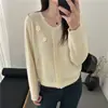 Cárdigan de Punto Waffle con Flor 3D para Mujer 2026 Otoño/Invierno Nuevo Diseño Suéter Abrigo Top