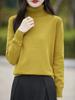 Suéter Gola Alta 100% Algodão Manga Longa Feminino Macio Ajuste na Pele Solto Casual Base Fino
