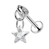 ¡Wow, Joyería para Piercing Personalizada Cabeza de Bala Estrella de Cinco Puntas Redonda Marquise Circonita Pendientes de Barra Recta F136 Aleación de Titanio