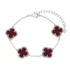 Pulseira trevo de quatro folhas em prata de lei s925 de luxo explosivo feminina com microincrustação de zircônia ágata preta vermelha madrepérola branca fornecimento ao vivo