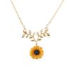 Nueva joyería creativa, collar de venta transfronteriza, collar de girasol con perlas, elegante colgante de girasol a la moda para mujer