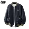 Jaqueta JEEP SPIRIT Masculina com Gola de Baseball para Primavera e Outono em Algodão Puro Roupa de Trabalho Casual Top para Meia-idade