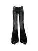 Jeans Retro Americano Negros de Tiro Bajo Microbocadillo para Mujer 2026 Nuevo Estilo Chica Popular Versátiles Adelgazantes Pantalones de Campana Largos hasta el Suelo