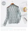 Camisola de encaje estilo coreano con volantes y cuello semi-alto para mujer, top interior de malla de ganchillo transparente de manga larga, disponible en varios colores