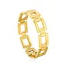 Pulseira de corrente quadrada oca, finamente trabalhada, pulseira de estilo único, aço inoxidável banhado a ouro 18K, joia transfronteiriça europeia e americana