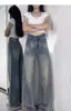 Jeans Retro Americanos de Pierna Ancha para Mujer, Nuevos de Primavera y Otoño de Cintura Alta Sueltos Talla Grande con Caída Pantalones Rectos de Pierna Larga Hasta el Suelo