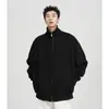 Chaqueta de moda para hombre con cuello alto, estilo americano para primavera y otoño, corte holgado, sudadera tipo cárdigan gris versátil de alta gama con cremallera