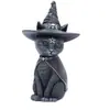 Adornos de Halloween, artesanías de resina de gato mágico, escultura de animal de estación independiente, decoraciones de escritorio para ventana