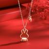Colar de Prata Esterlina S925 Ágata Vermelha Pingente de Coelho Fofo Versátil Design de Alto Nível Nicho Corrente para Clavícula Atacado