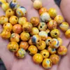 Cuentas Redondas de Ágata Colorido Amarillo de 8 mm Cuentas Sueltas de Jade Cuentas de Ágata Vieja Amarilla Color Yema de Huevo Cuentas para Pulseras Joyería
