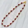 Collar de Perlas de Color Mixto Marrón Mocha Maillard de Alto Brillo Rojo Angora Cadena de Clavícula Pulsera