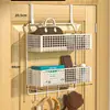 Colgador detrás de la puerta, artefacto para abrigos y sombreros de entrada, estante de almacenamiento montado en la pared, sin perforaciones, tendedero colgante lateral para puerta de dormitorio