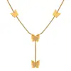 Collar de Mariposa Estéreo Versátil Elegante Ins Europeo y Americano para Mujer Cadena de Hueso de Serpiente de Acero de Titanio Moda Oro Gama Alta
