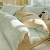 Conjunto de Roupa de Cama de Algodão Integral de Quatro Peças, Algodão Puro Novo Estilo 2026, Roupa de Cama Fresca e Simples, Lençol, Capa de Edredom, Conjunto de Três Peças, Adequado para Todas as Estações