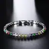 4.0 Pulseira Tennis Zircônia Cravejada com Diamantes, Direto do Fabricante, Corrente Tennis Colorida e Simples, Pulseira Tennis Estilo Transfronteiriço com Cravação de Diamantes