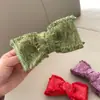 Grampo de Cabelo de Lã Tricotada Estilo Pequeno Fragrante Rap Double-Layer Bow Spring Clip Spring Spring Simples Elegante Acessórios de Cabelo Vermelho da Internet Grampo para Mulheres