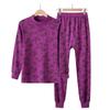 Roupas e calças de outono de algodão puro para mulheres de meia-idade e idosos, mãe, roupa íntima térmica de algodão com gola redonda fina, suéter de algodão com gola média e alta