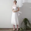 Vestido de Noiva Branco, Estilo Simples e Casual, Adequado para Mulheres Baixas, Pode Ser Usado no Dia a Dia, Sem Alças, para Registro de Casamento, Vestido de Verão