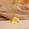 Collar de Acero de Titanio con Caja para Foto Grabada para Hija, Collar con Colgante de Carta de Amor que se Puede Abrir y No se Desvanece, Cadena de Hueso Sellada con Letra de Libro