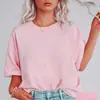 Moda Nuevo Pulóver de Cuello Redondo Europeo y Americano Camisetas Lisas para Hombre y Mujer Tops Casuales de Manga Corta Exportación Transfronteriza Aliexpress