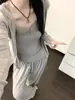 Pijama de camisola rosa estilo dulce con copas en el pecho para mujer, nueva llegada de otoño, conjunto de tres piezas de ropa de estar suave y amigable con la piel, se puede usar al aire libre